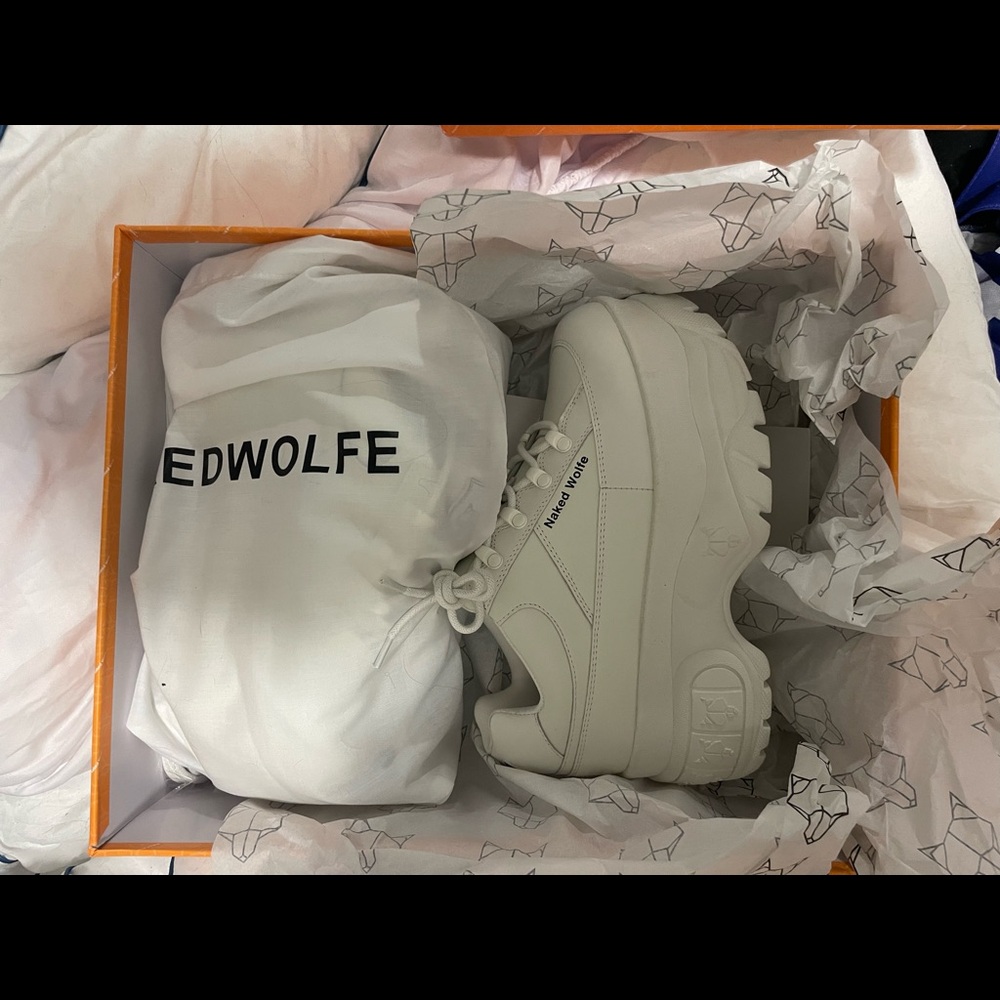 Naked Wolfe Sporty White Platform Sneakers Size 7US 37EU